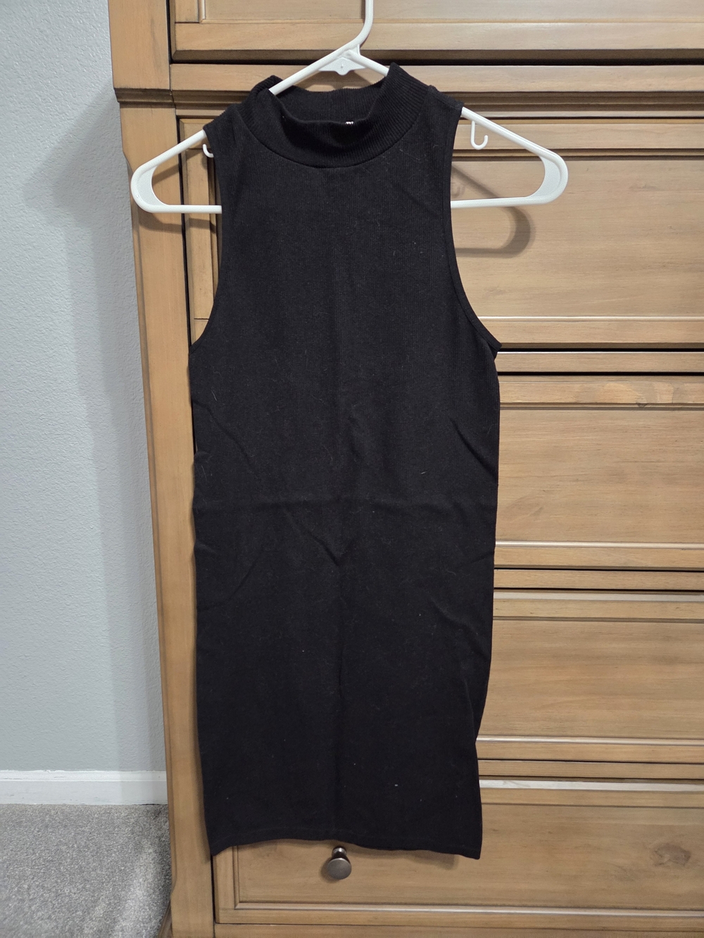 Bozzolo Black Ribbed Mock Neck Dress